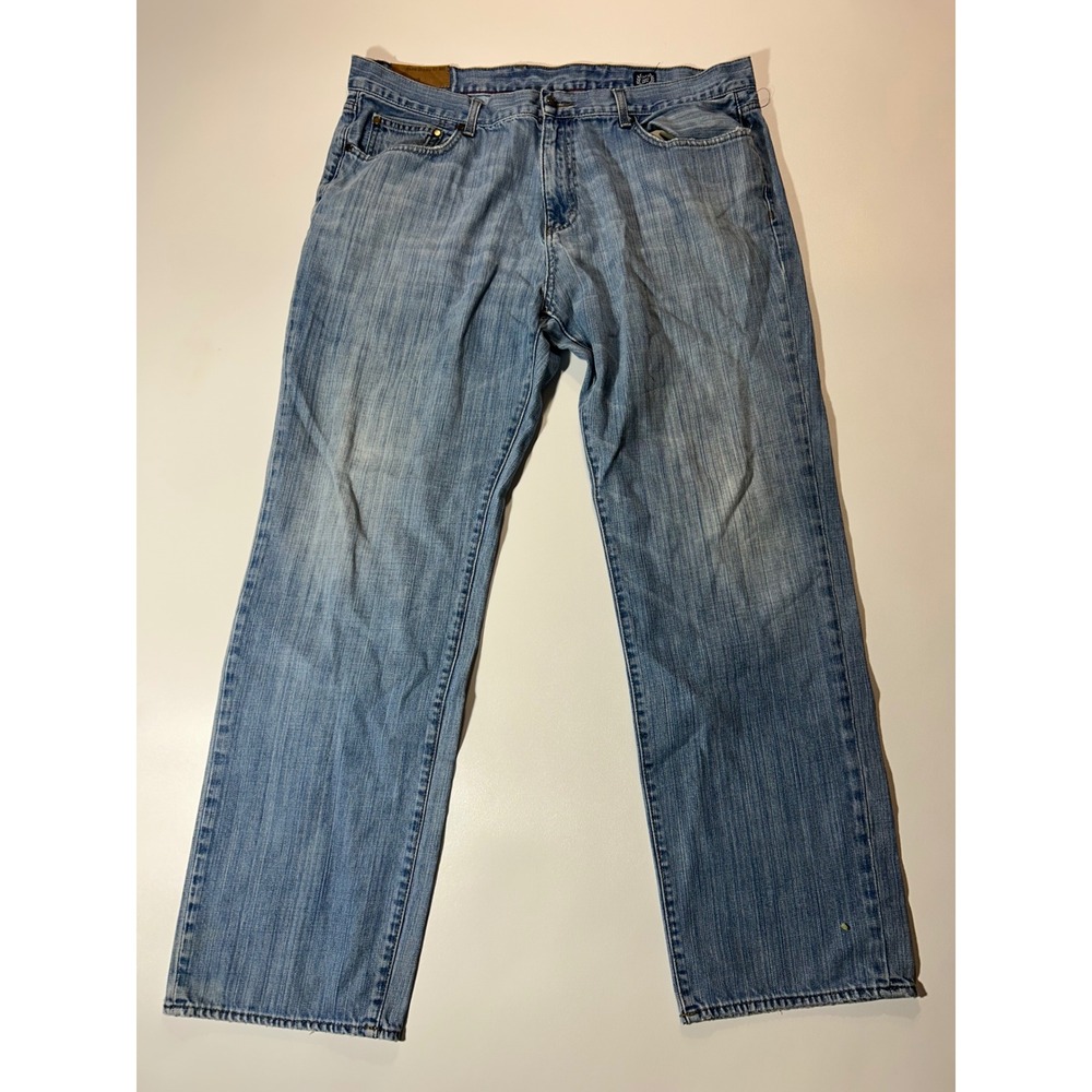 Chaps Denim Straight Fit Jeans Mens 40/32 Light Wash Excellent Cotton Blue